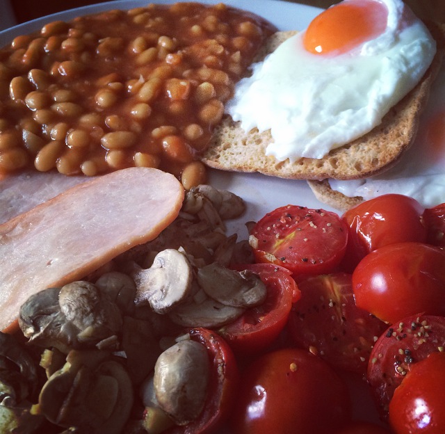 low calorie fry up cookde breakfast close up
